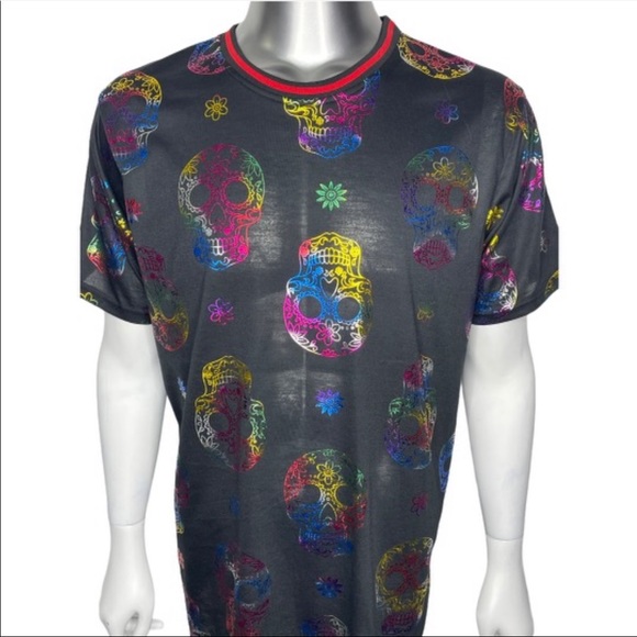 Drill NYC Black Skull T-Shirt Metallic Graphic - Picture 6 of 6